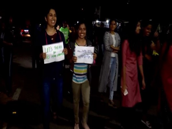 Women participated in night walk on Sunday in Trivandrum 