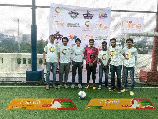 Footballer Aditi Chauhan and Sports Specialist Durva Vahia at the Football work shop with participants in Mumbai