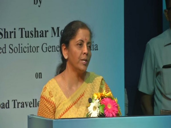 Finance Minister Nirmala Sitharaman speaking at an event in New Delhi on Tuesday. Photo/ANI