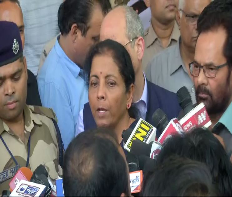 Defence Minister Nirmala Sitharaman speaking to media