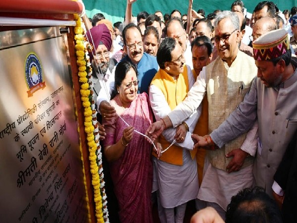 The foundation laying ceremony of NIT campus at Sumari, Uttarakhand on Saturday. Photo/ANI