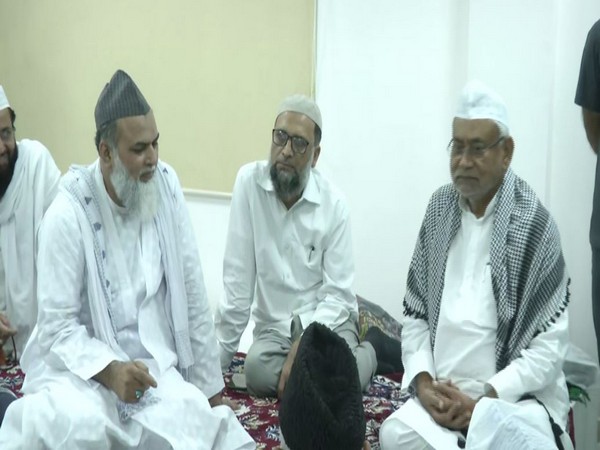 Chief Minister Nitish Kumar during a iftar party at his residence in Patna on Tuesday. (Photo/ANI)