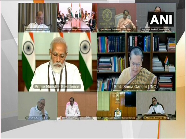 Janata Dal-United (JDU) chief and Bihar Chief Minister Nitish Kumar taking part in all party meeting with PM Modi via video conferencing