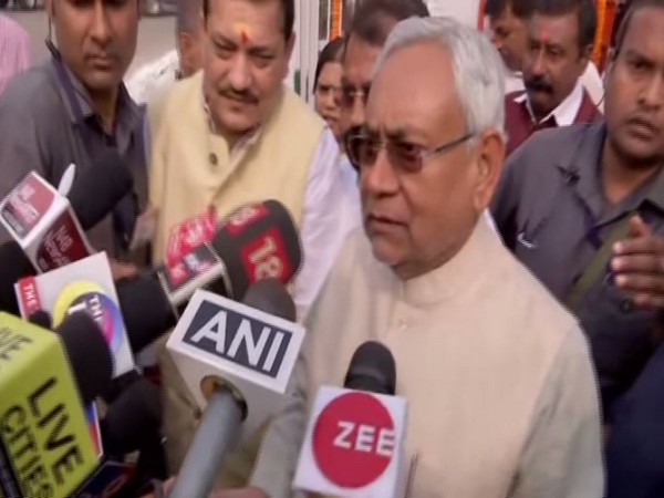 CM Nitish Kumar speaking to reporters in Patna on Thursday. Photo/ANI
