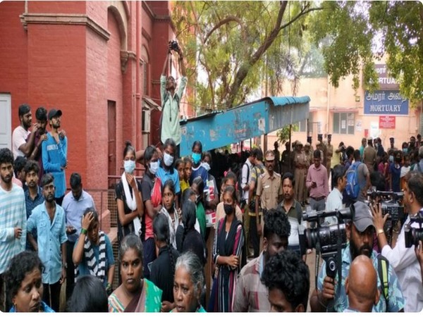 Visual of relatives and friends of the deceased sportsperson at Government hospital (Photo/ANI)