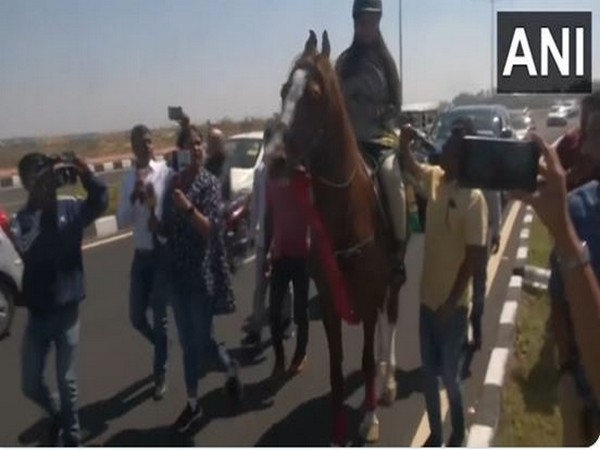 Congress MLA Amba Prasad rides horse (Photo/ANI) 