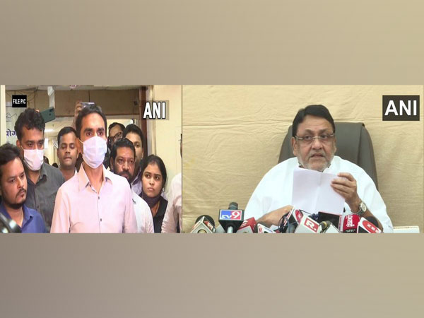 NCB Zonal Director Sameer Wankhede and Maharashtra Minister Nawab Malik (Photo/ANI)