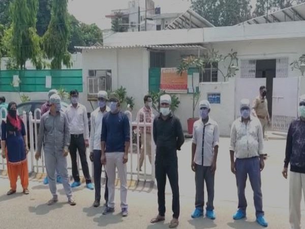 Health workers of the District Hospital in Gautam Buddh Nagar met the District Magistrate with their problems on Wednesday.     Photo/ANI