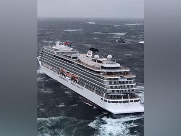 The stranded cruise ship 'Viking Sky' off Norway's coast on March 23 (Image Source: HRS Sør-Norge's Twitter)