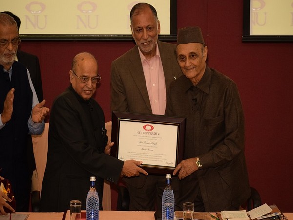 Dr Karan Singh was conferred the title of 'Doctor Honoris Causa' at NIIT Univeristy by Dr K Kasturiranganthe incoming Chairperson of NU and former Chairperson ISRO