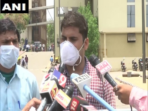 Naresh Dhakad of SVP's nursing staff speaking to media on Monday.