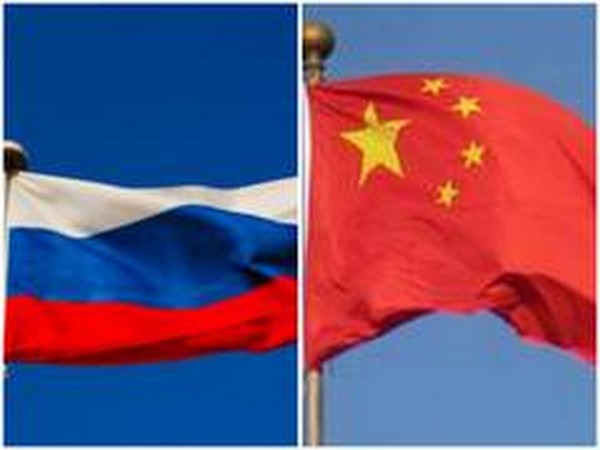 Flags of Russia and China 
