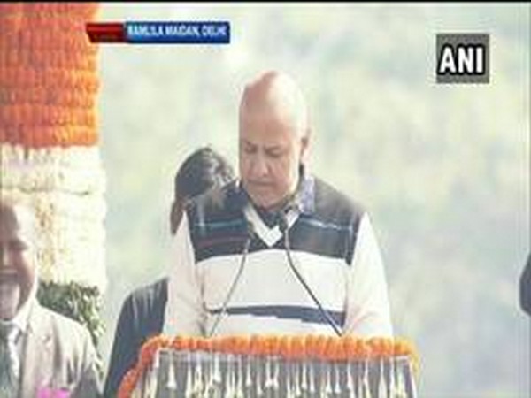 Manish Sisodia taking oath on Sunday.