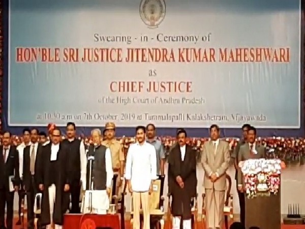 Justice Jitendra Kumar Maheshwari oath taking ceremony as Chief Justice of Andhra Pradesh High Court on Monday.