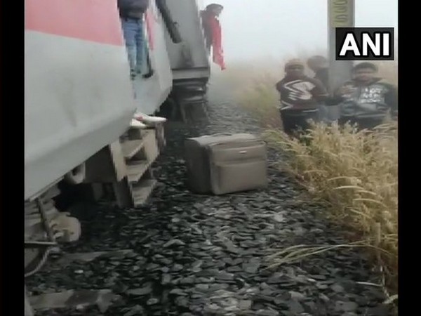 Lokmanya Tilak Express hits a guard van of a goods train near Salagaon at about 7 am today. [Photo/ANI]