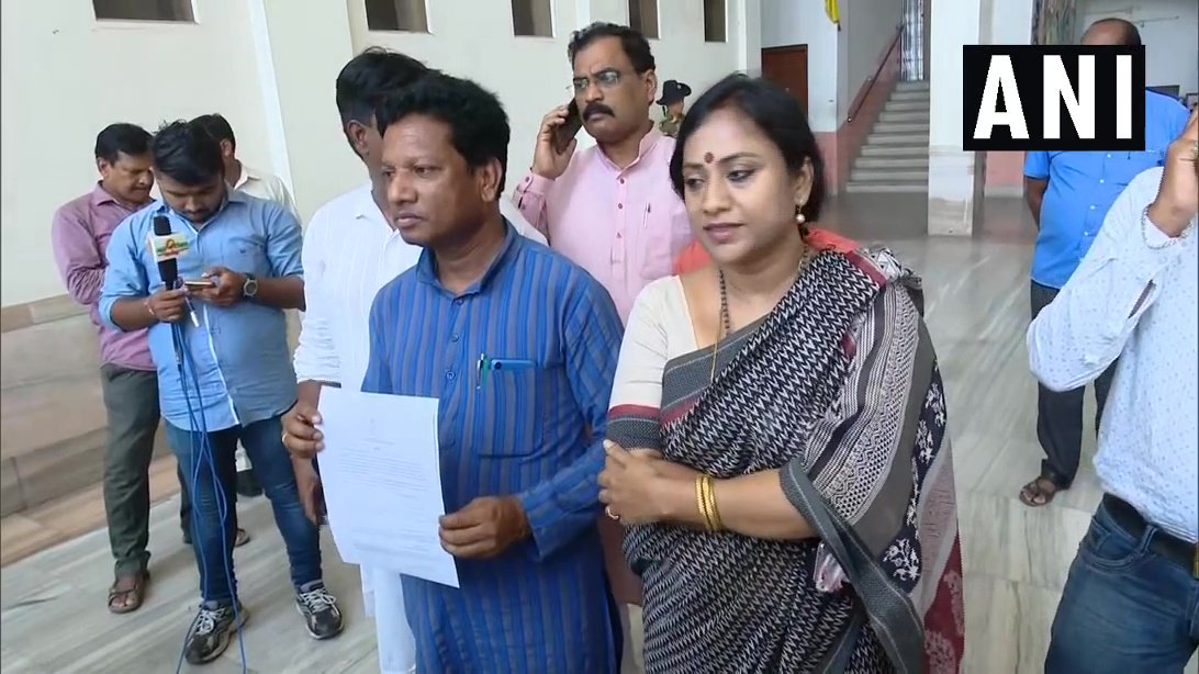Dr Budhan Murmu addressing media persons after his resignation was accepted by Odisha government on Thursday. Photo/ANI