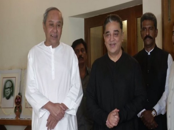 Chief Minister Naveen with Kamal Haasan in Bhubaneswar on Monday. Photo/ANI