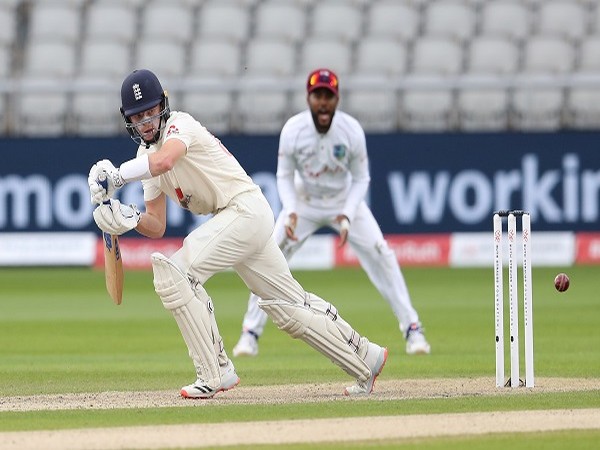 England's Ollie Pope in action during the first day of third Test in Manchester.