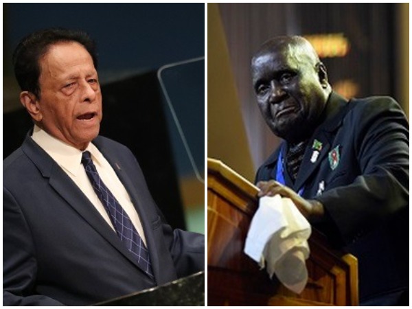Former Mauritius President Anerood Jugnauth and first President of Zambia Kenneth David Buchizya Kaunda.