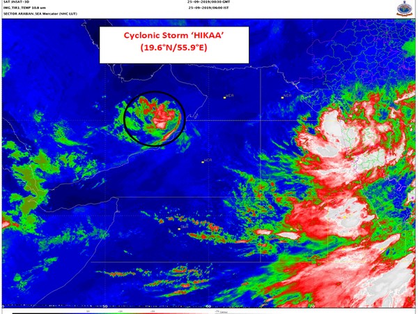 Cyclonic Storm ‘HIKAA’ over Oman and lay centered at 0530 hrs IST of  September 25 [Photo/ANI]