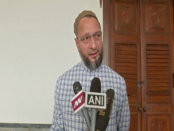 AIMIM chief MP Asaduddin Owaisi speaking to reporters in Hyderabad on Saturday. Photo/ANI
