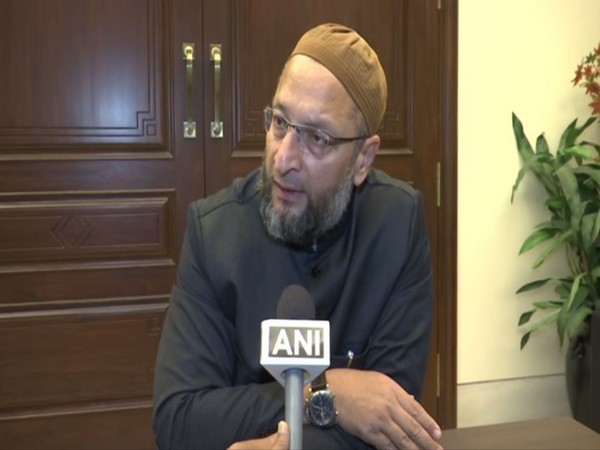 Asaduddin Owaisi speaking to ANI on Tuesday in Hyderabad. Photo/ANI