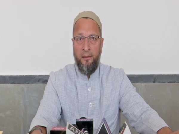 AIMIM chief Asaduddin Owaisi speaking to reporters in Hyderabad, Telangana on Monday. Photo/ANI