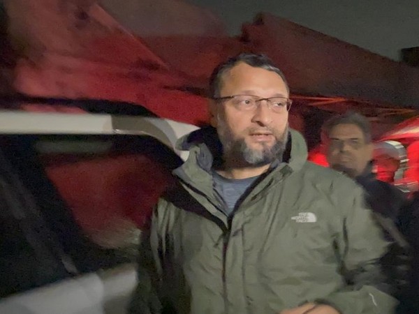 Hyderabad MP Asaduddin Owaisi at the spot of incident. 