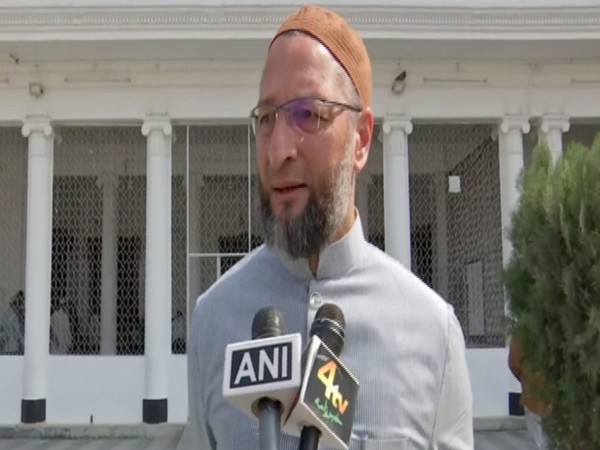 AIMIM chief Asaduddin Owaisi talking to ANI in Hyderabad, Telangana on Tuesday. Photo/ANI