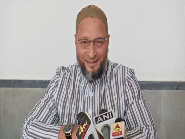 AIMIM chief Asaduddin Owaisi talking to the media in Hyderabad on Saturday. (Photo/ANI)