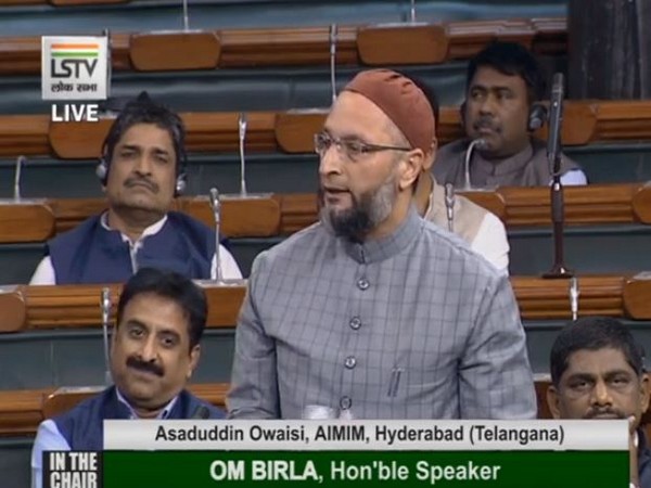 Asaduddin Owaisi speaking in the Lok Sabha on Wednesday. Photo/LSTV