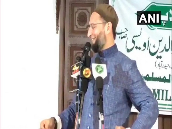 All India Majlis-e-Ittehadul Muslimeen (AIMIM) MP Asaduddin Owaisi addressing a gathering on Tuesday.