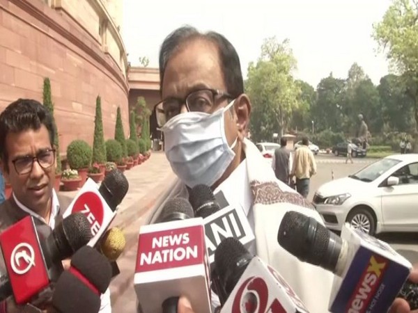 Former Union Finance Minister P. Chidambaram speaking to reporters on Friday. Photo/ANI