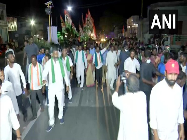 A visual of Revanth Reddy's padayatra in Hyderabad. (Photo/ANI)