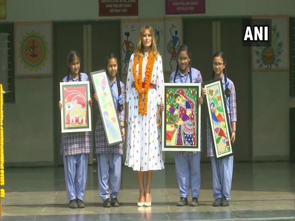 Delhi government school students gift Madhubani paintings to US First Lady Melania Trump