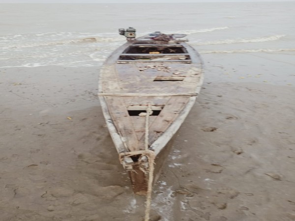 The wooden Pakistani fishing boat seized by the BSF on Monday
