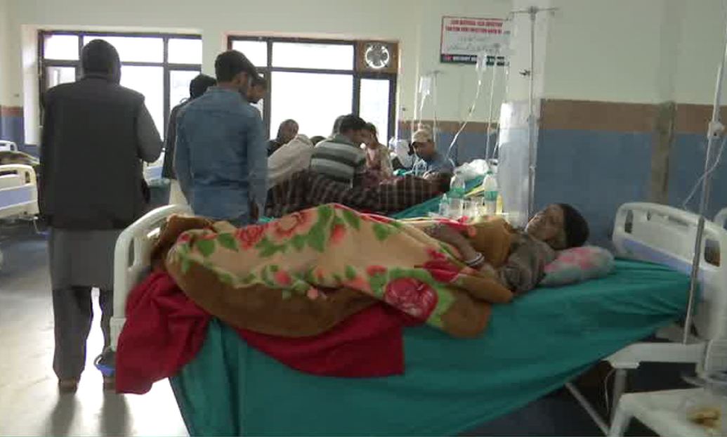 Injured civilians admitted in a district hospital in Rajouri