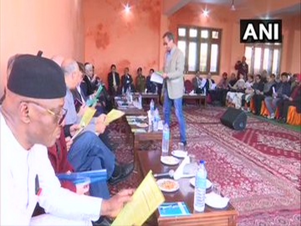 Visual from the meeting of delegation with representatives of Kashmiri Pandits on Friday in Jammu. Photo/ANI 
