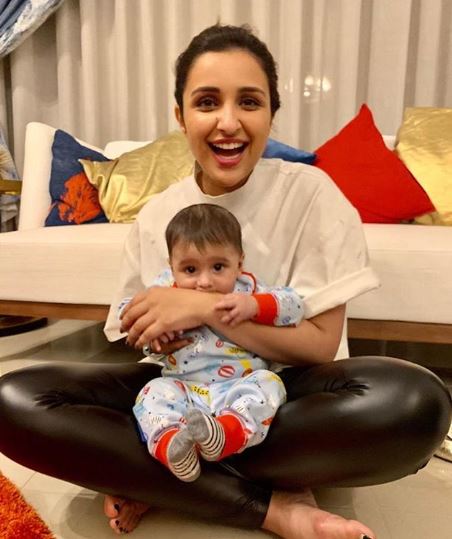 Parineeti Chopra with Sania Mirza's son Izhaan, Image courtesy: Instagram
