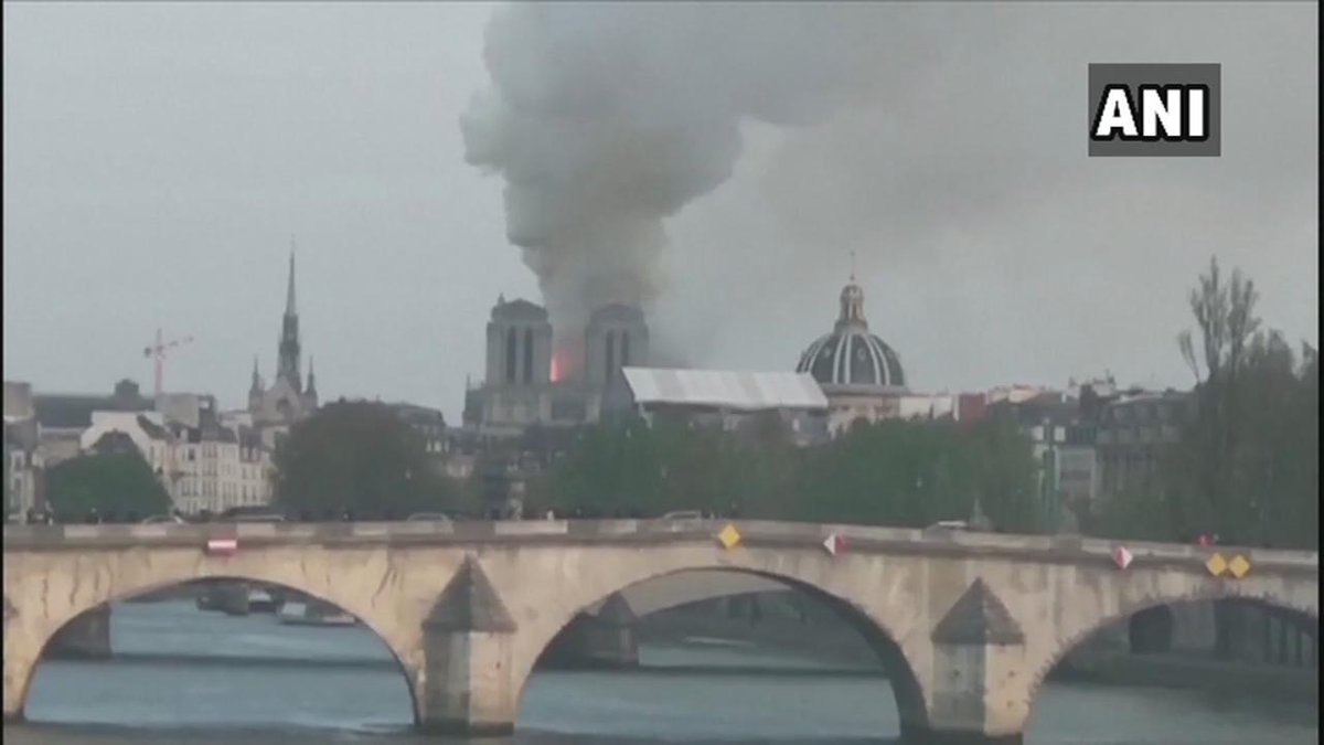 Smoke billows from the Notre Dame Cathedral in Paris (France) on April 15 (Photo/ANI)