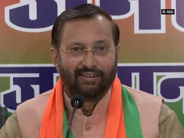 Union Minister Prakash Javadekar addressing a press conference in Jaipur, Rajasthan on Wednesday. Photo/ANI