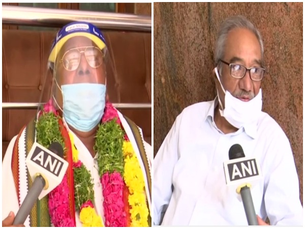 Congress leader V Hanumantha Rao (left) and CPI former Rajya Sabha MP Aziz Pasha (right)