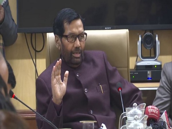 Union Minister Ram Vilas Paswan addressing a press conference in New Delhi on Tuesday. Photo/ANI