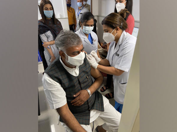 Union Tourism Minister Prahlad Singh Patel received his first dose of the COVID-19 vaccine (Image courtesy: @prahladspatel)
