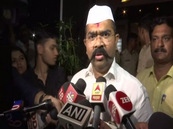 Shiv Sena leader Narendra Patil speaking to reporters in Mumbai on Sunday. Photo/ANI