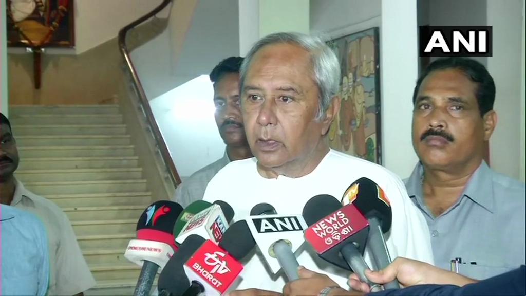 Odisha Chief Minister Naveen Patnaik speaking to reporters over cyclone Fani