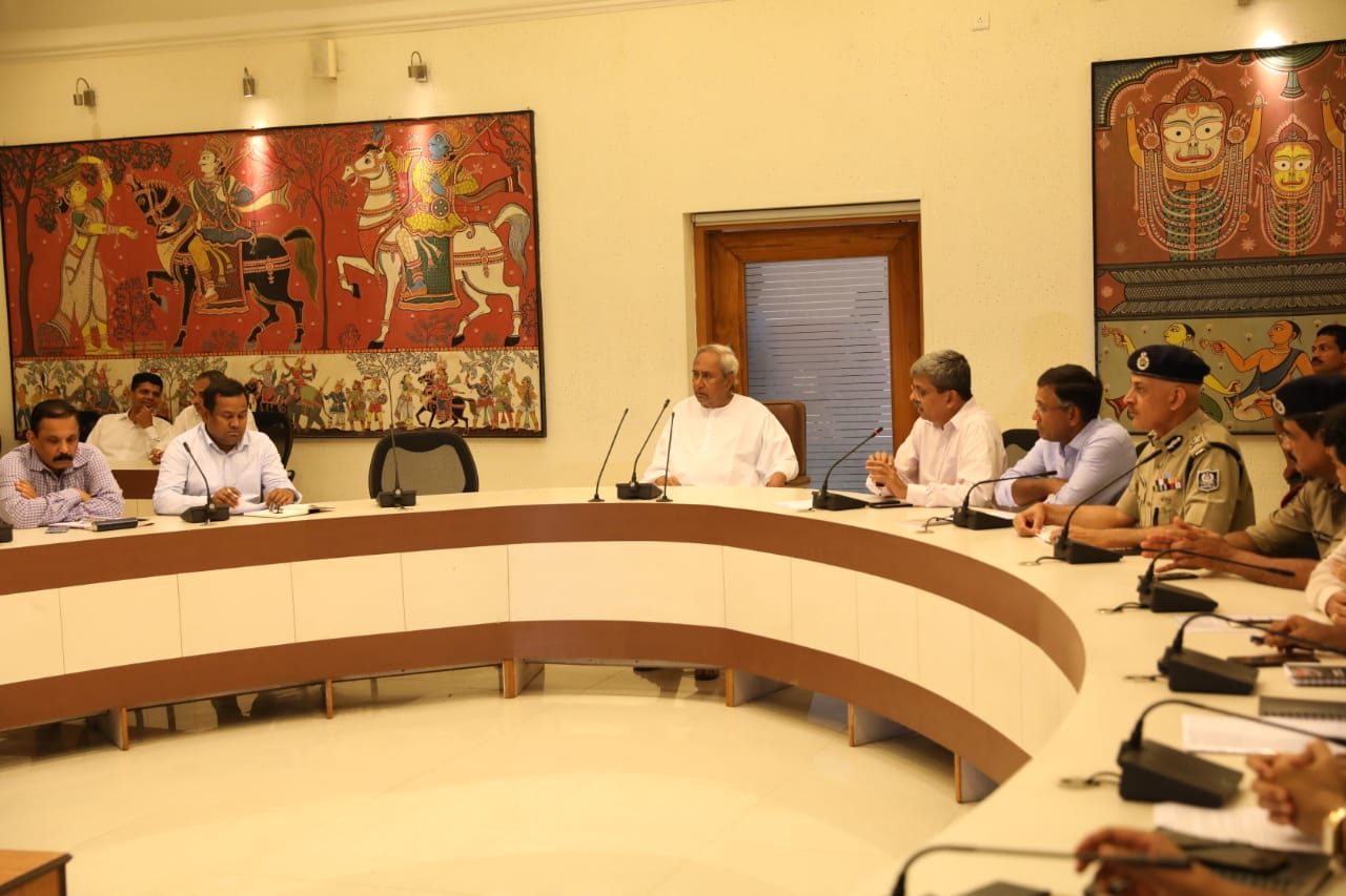 Odisha Chief Minister Naveen Patnaik reviewing situation after cyclonic storm Fani made landfall in state. 