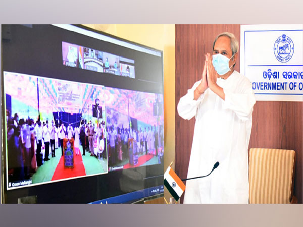 Odisha Chief Minister Naveen Patnaik interacting with residents of Malkangiri district via video conferencing on Tuesday. (Photo/ANI)