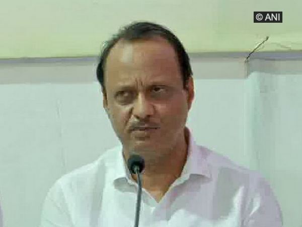 NCP leader Ajit Pawar speaking at a press conference in Mumbai on Sunday. Photo/ANI