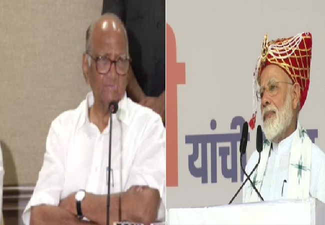 NCP chief Sharad Pawar (left) with  Prime Minister Narendra Modi